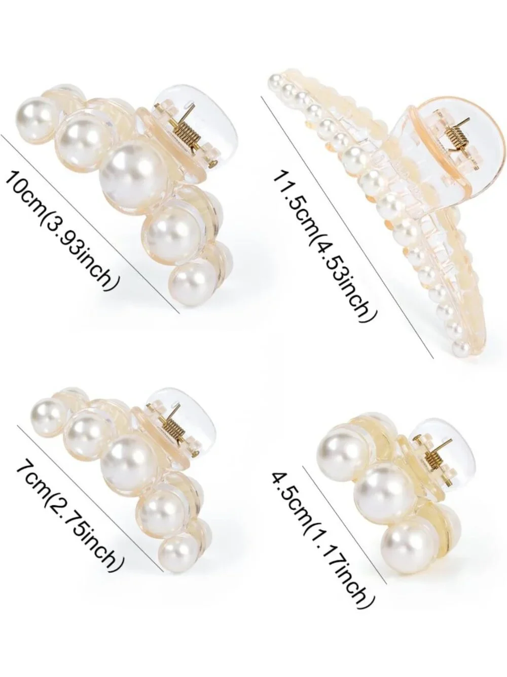 Elegant Large Pearl Hair Claw Clips - Non-Slip Barrettes for Thick & Thin Hair